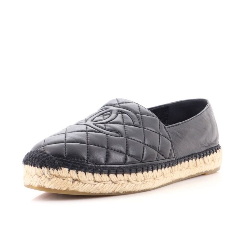 CHANEL Black Quilted Espadrilles 🖤 Size 8